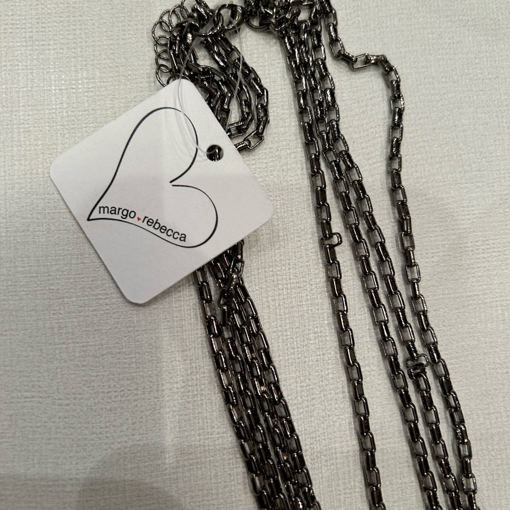 Margo Rebecca gunmetal silver hearts necklace